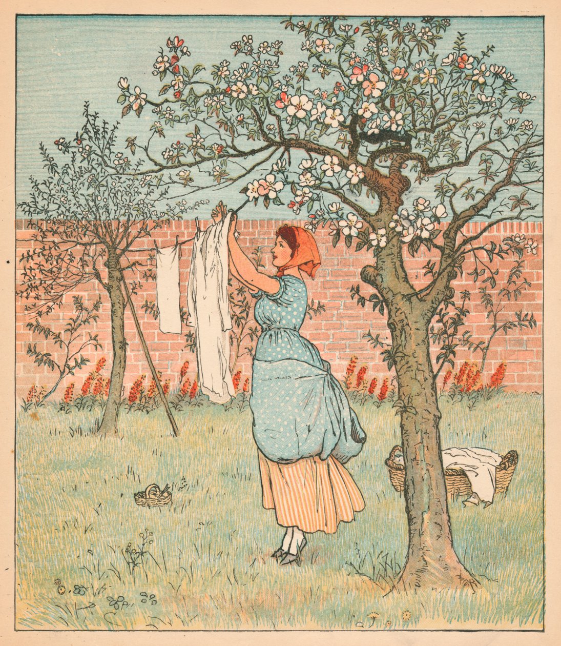 La cameriera era in giardino, stendendo i panni da Randolph Caldecott
