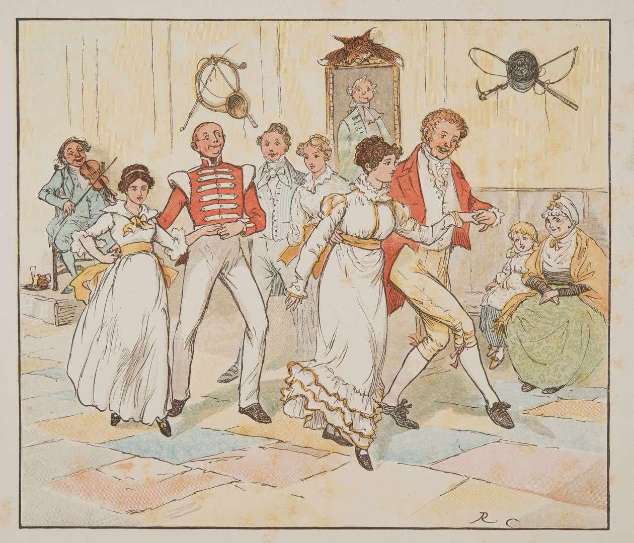 Il soldato e la sua sposa, da The Hey Diddle Diddle Picture Book, pub.1882 da Randolph Caldecott