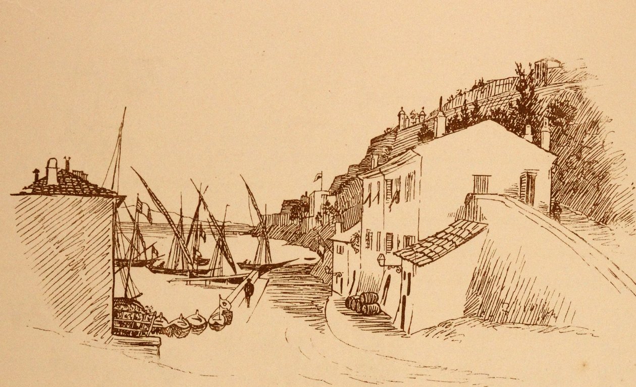 Villaggio di pescatori francese locale nel sud della Francia c1884 da Randolph Caldecott