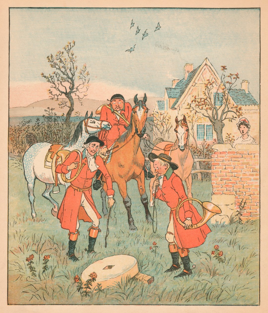 ...la prossima cosa che trovarono, era una pietra da macina che grugniva e macinava..., 1880 da Randolph Caldecott