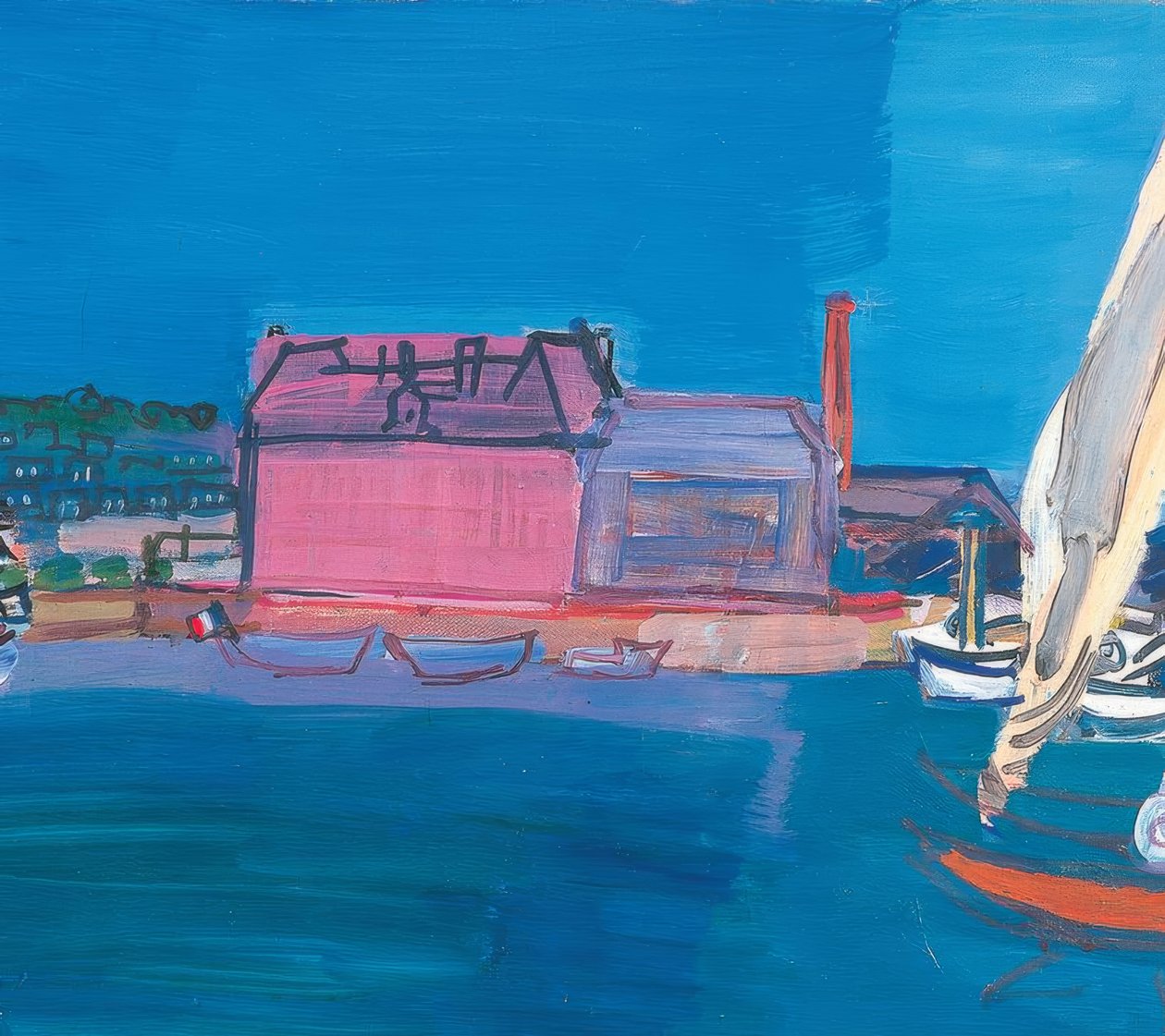Barche mare piccole bandiere case piccolo porto dock vele da Raoul Dufy