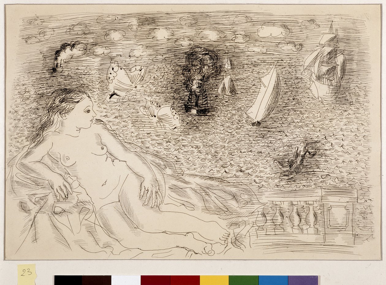 Femme nue devant la mer (olio su tela) da Raoul Dufy