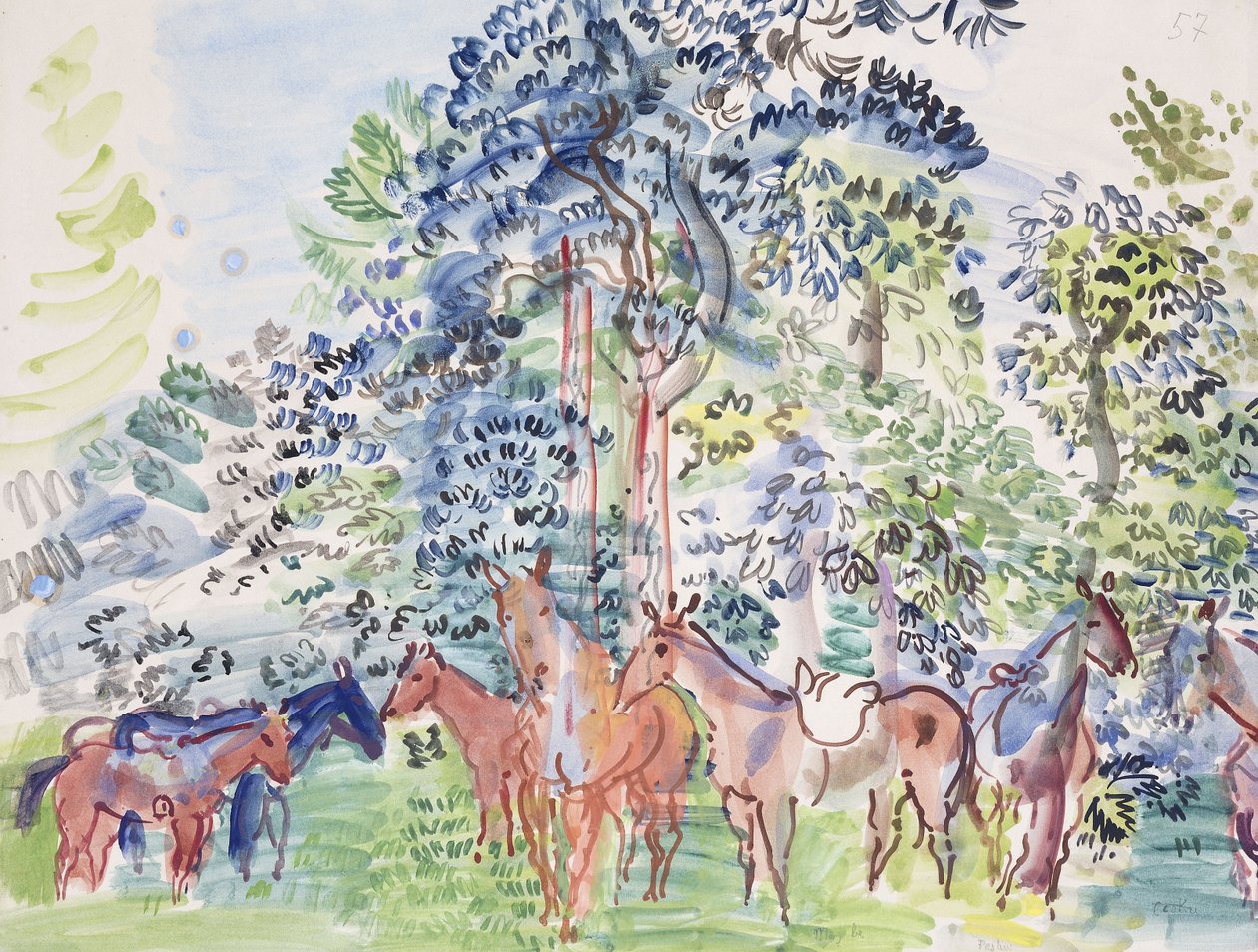 Cavalli nel bosco; Chevaux au Bois da Raoul Dufy