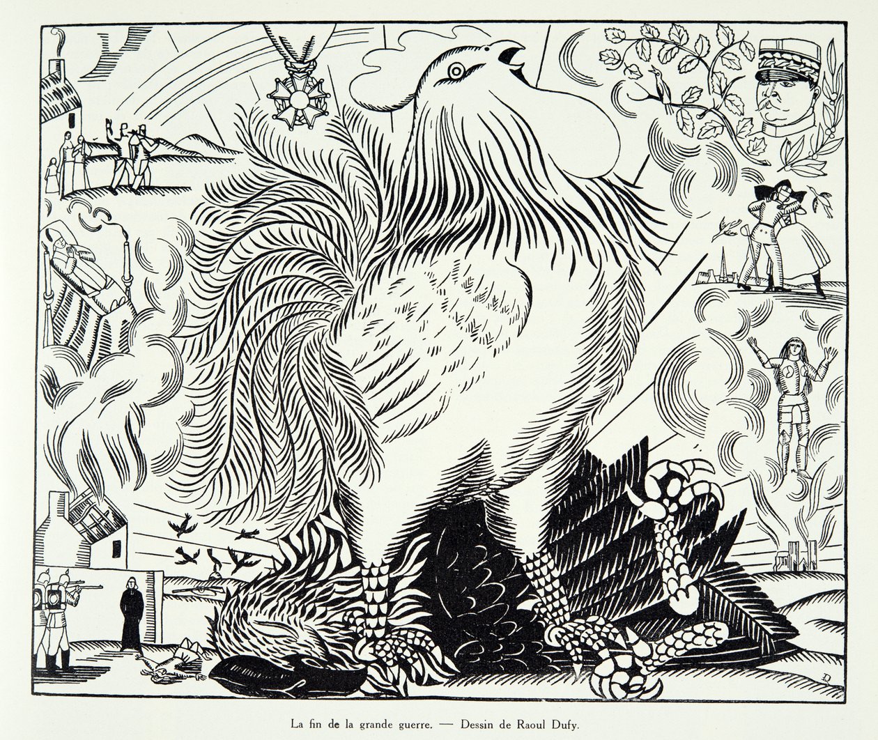 La fine della Grande Guerra, da Histoire de la Troisieme Republique, Vol. I, Storia politica, ed. 1933 (litografia) da Raoul Dufy