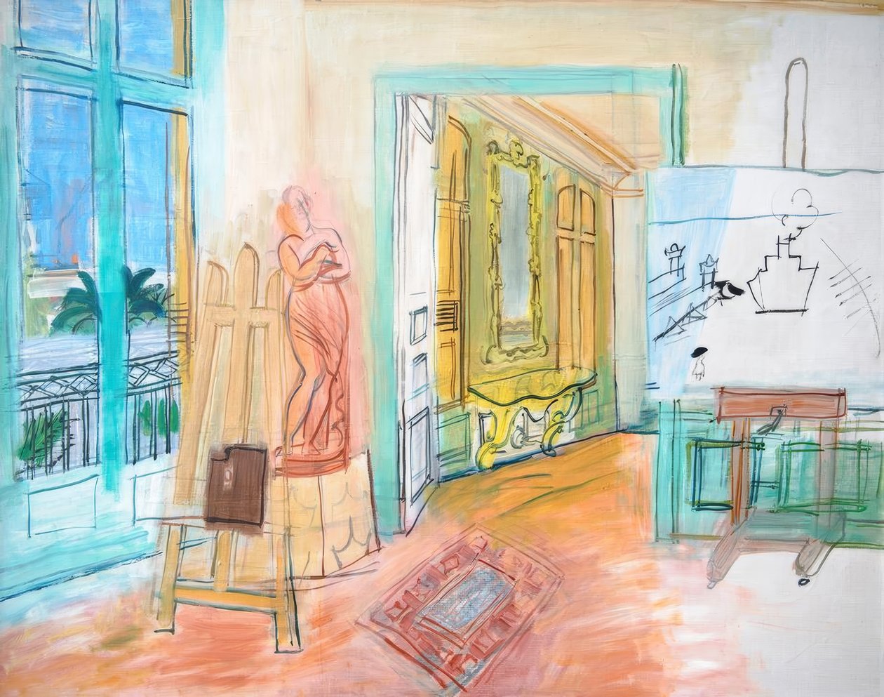Lo studio del pittore con la scultura rossa da Raoul Dufy