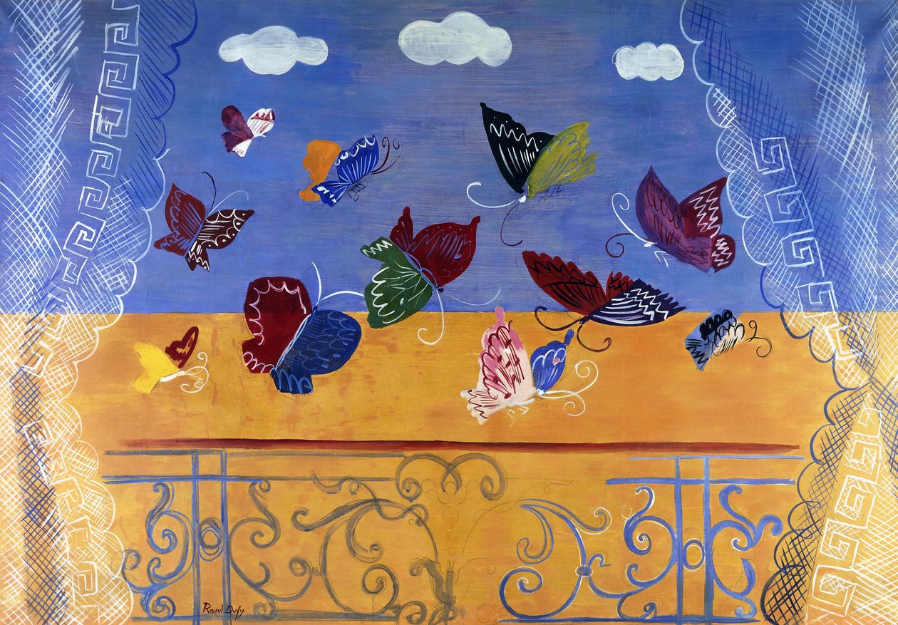 Finestra aperta con farfalle da Raoul Dufy