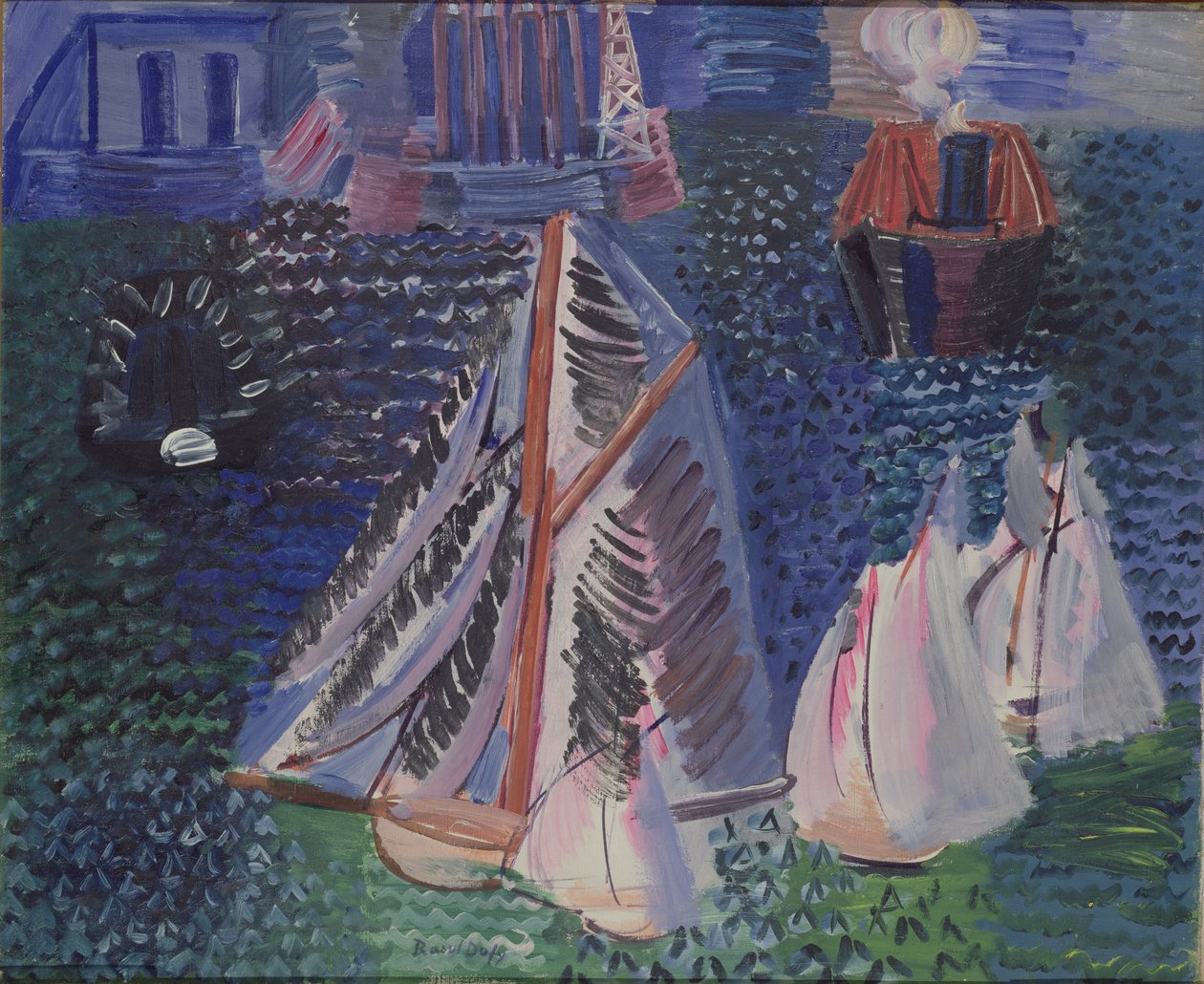 Barche a vela nel porto di Le Havre, 1925 circa (olio su tela) da Raoul Dufy