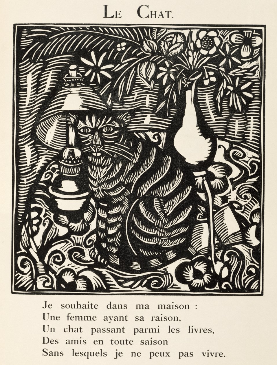 Il gatto, illustrazione da "Il bestiario o la processione di Orfeo". da Raoul Dufy