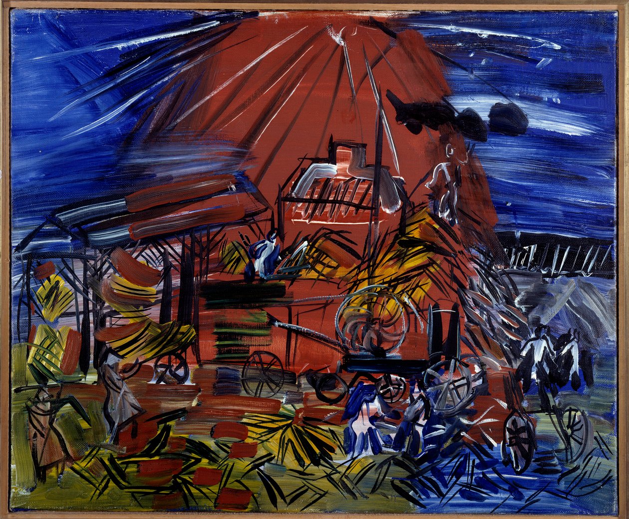 Il Depiquage rosso e blu, XX secolo (olio su tela) da Raoul Dufy