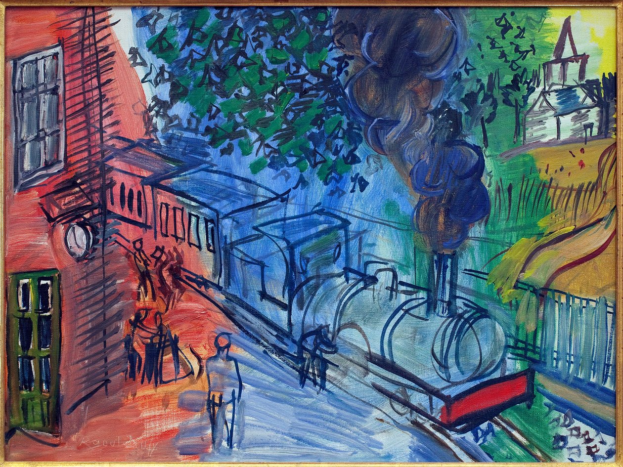 Treno verso la stazione. Dipinto di Raoul Dufy (1877-1953), olio su tela. Arte francese, XX secolo. Museo La Piscine, Roubaix. da Raoul Dufy