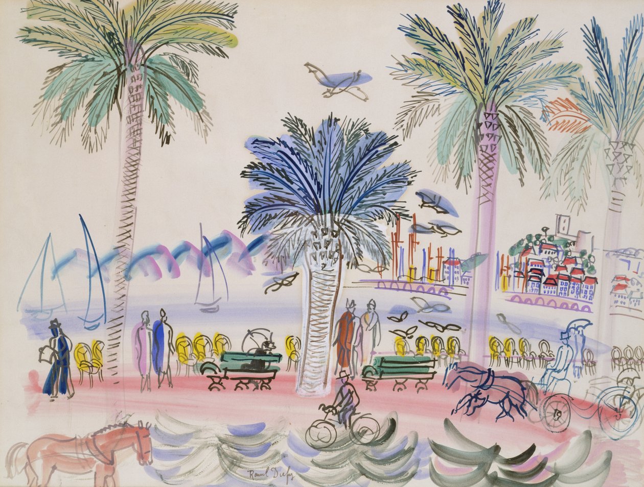 Veduta di Le Suquet, Cannes (acquerello) da Raoul Dufy