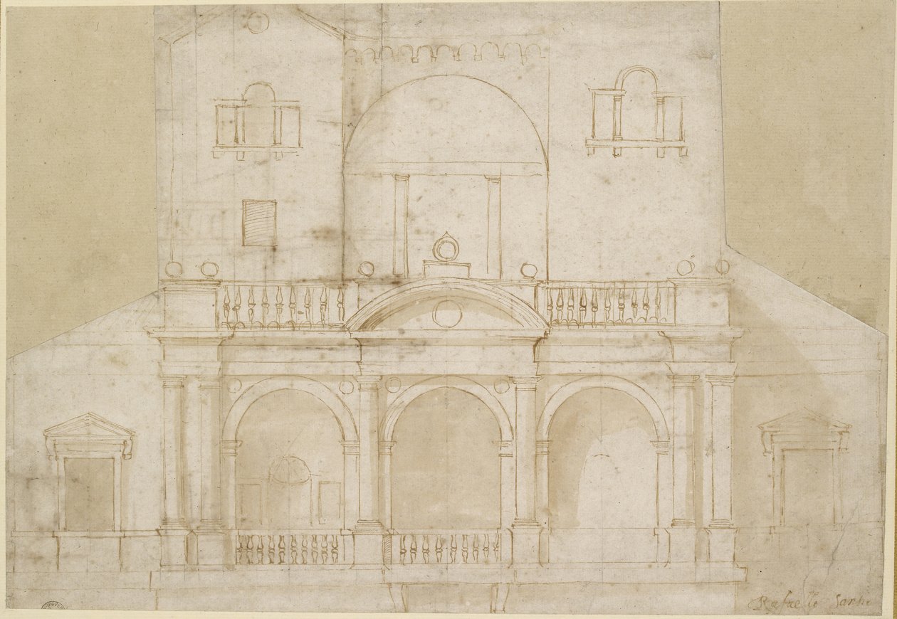 Recto: Disegno architettonico da Raffaello Sanzio Raphael