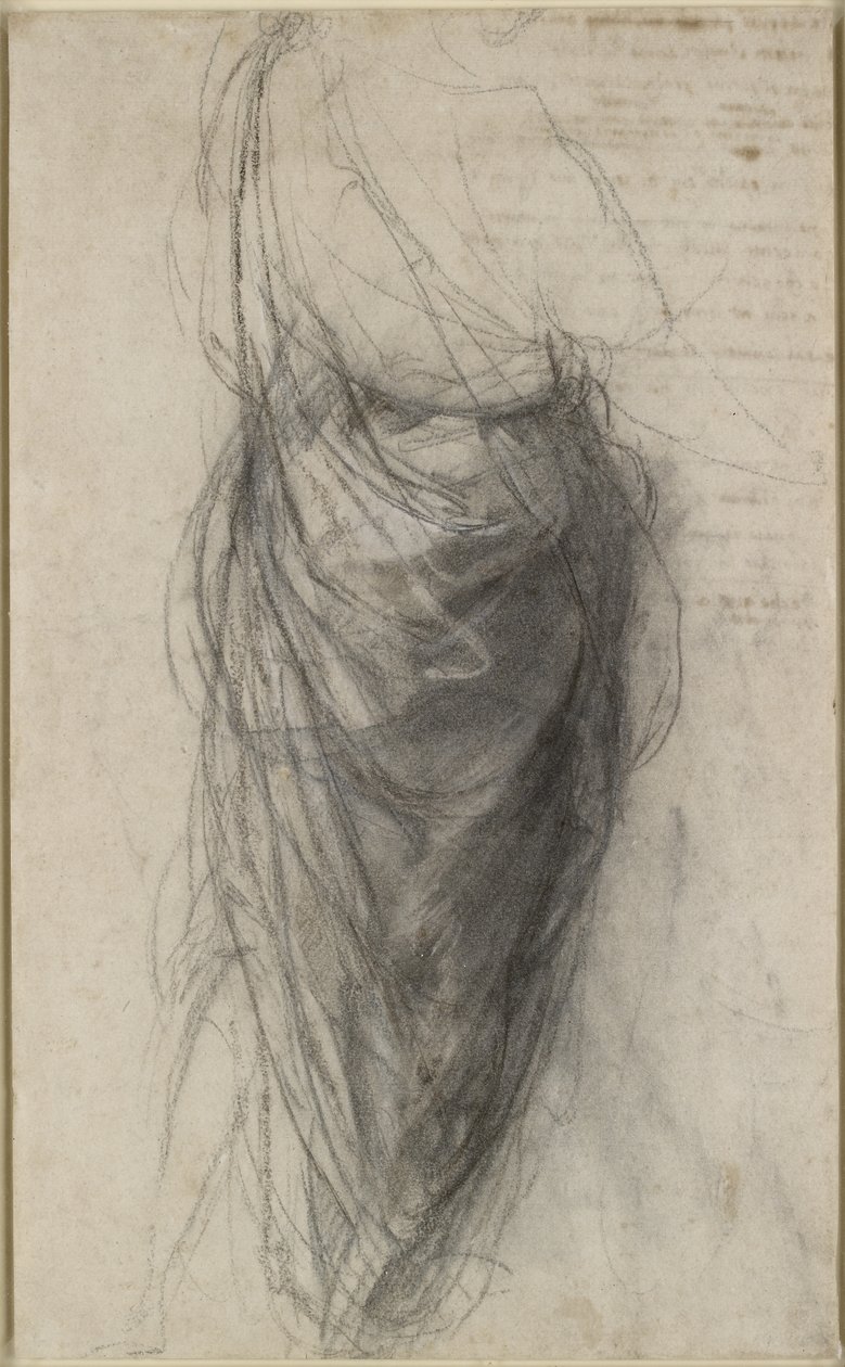 Studio per il drappeggio di un uomo visto di spalle (recto) da Raffaello Sanzio Raphael