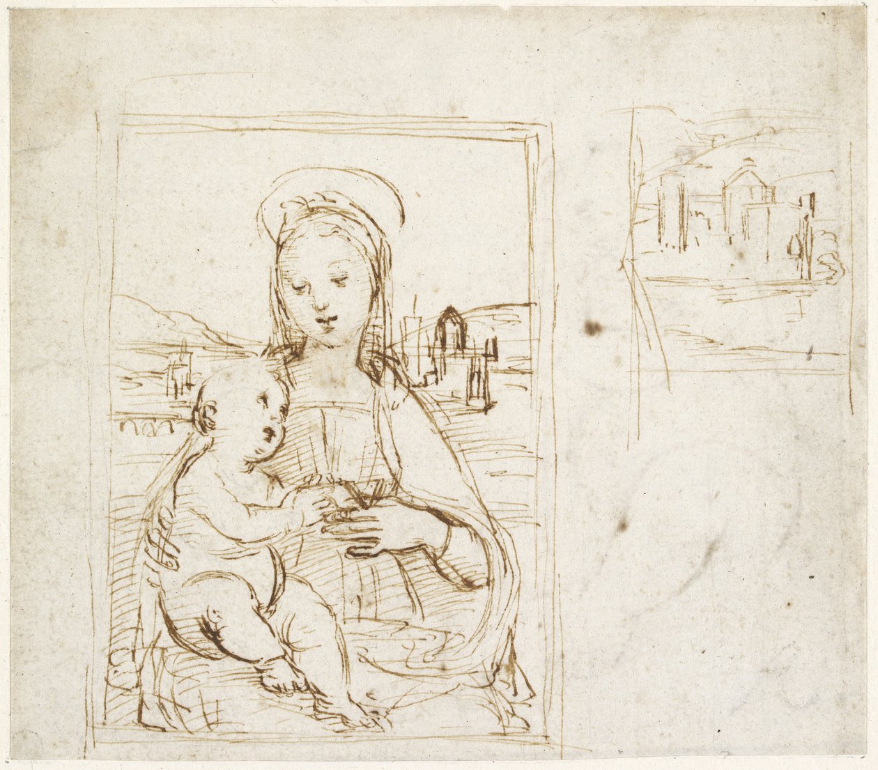 Studio per la Vergine e il Bambino con un libro da Raffaello Sanzio Raphael