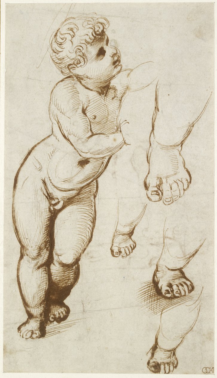 (recto) Il Cristo bambino e altri studi da Raffaello Sanzio Raphael