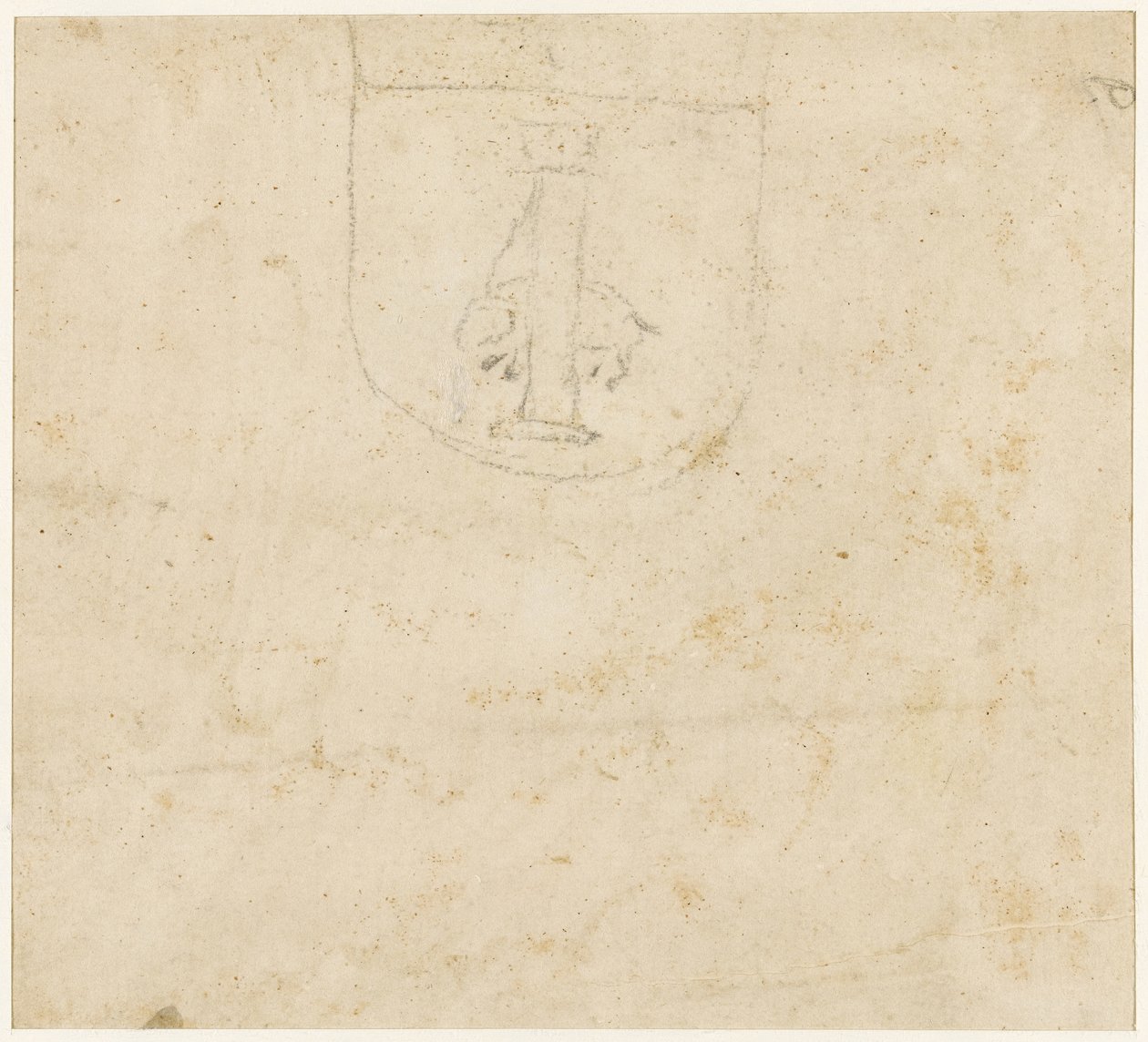 Foglio di studi: schizzo di uno stemma con un animale legato a una colonna da Raffaello Sanzio Raphael