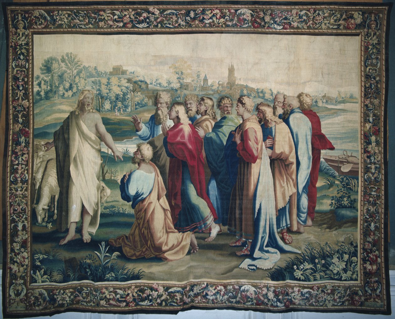 Arazzo raffigurante gli Atti degli Apostoli, la chiamata di San Paolo (dettaglio) apostoli, tessuto presso il Laboratorio di Beauvais sotto la direzione di Philippe Behagle 1641-1705, 1695-98 da Raffaello Sanzio Raphael