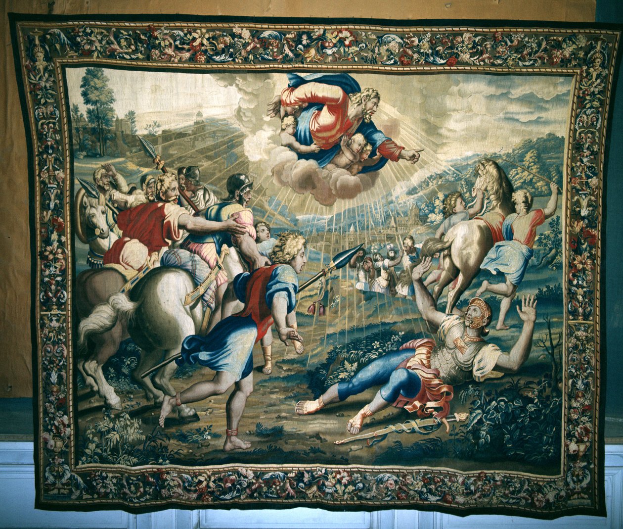 La conversione di San Paolo, da una serie che raffigura gli Atti degli Apostoli, tessuta al laboratorio di Beauvais sotto la direzione di Philippe Behagle (1641-1705) 1695-98 da Raffaello Sanzio Raphael
