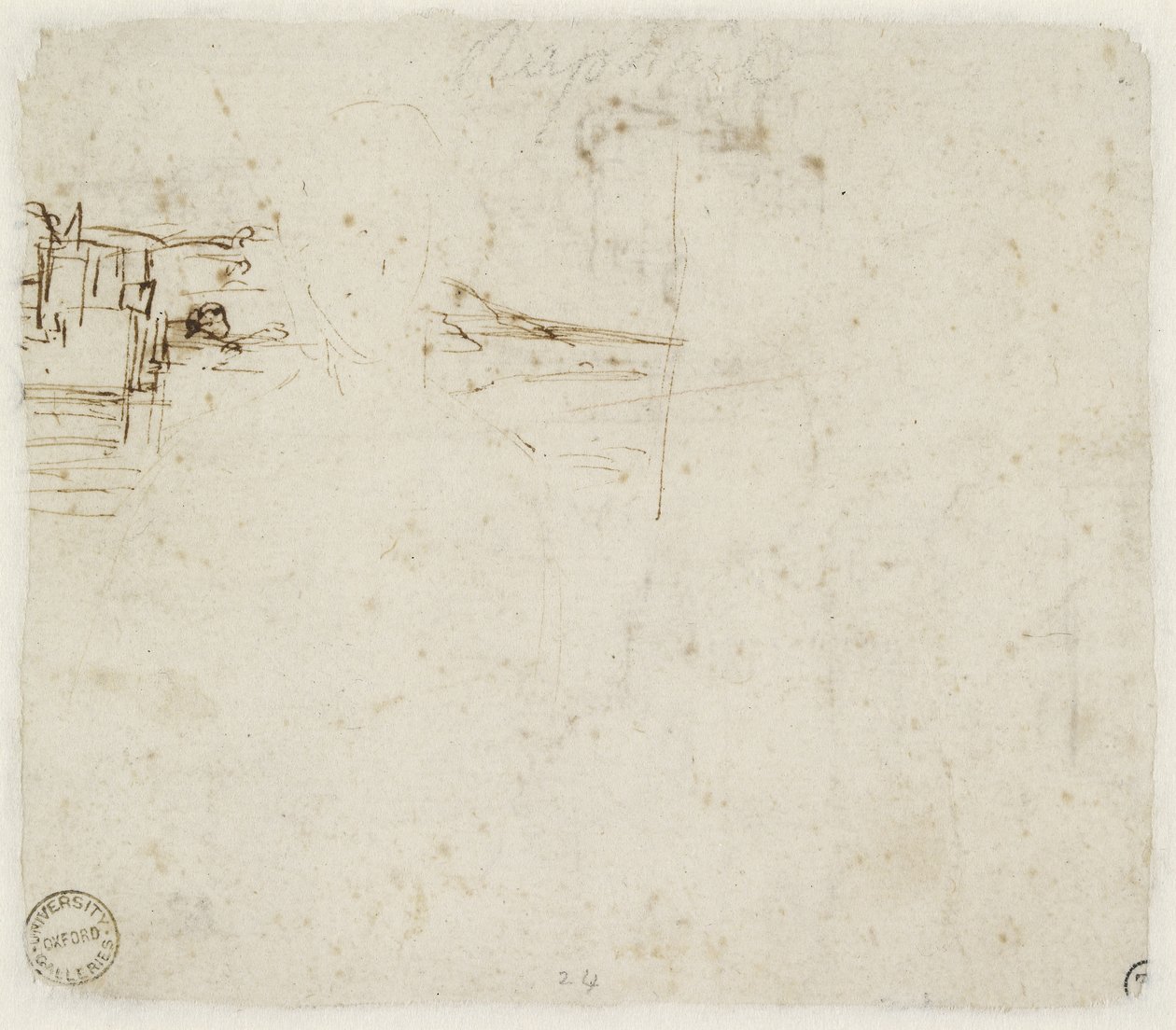 Verso: Schizzo di paesaggio con un breve studio della testa della Vergine Maria girata a sinistra da Raffaello Sanzio Raphael
