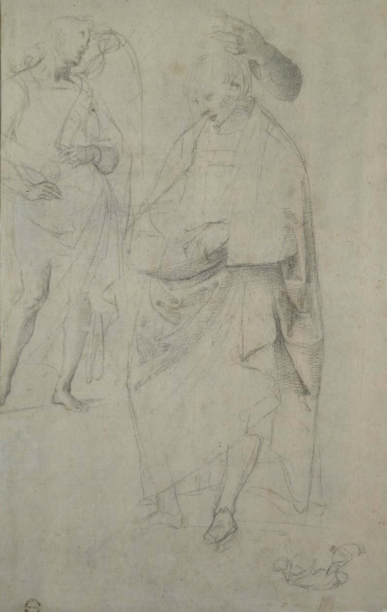 Studio di un angelo e di un uomo in piedi (verso), WA1846.148 da Raffaello Sanzio Raphael
