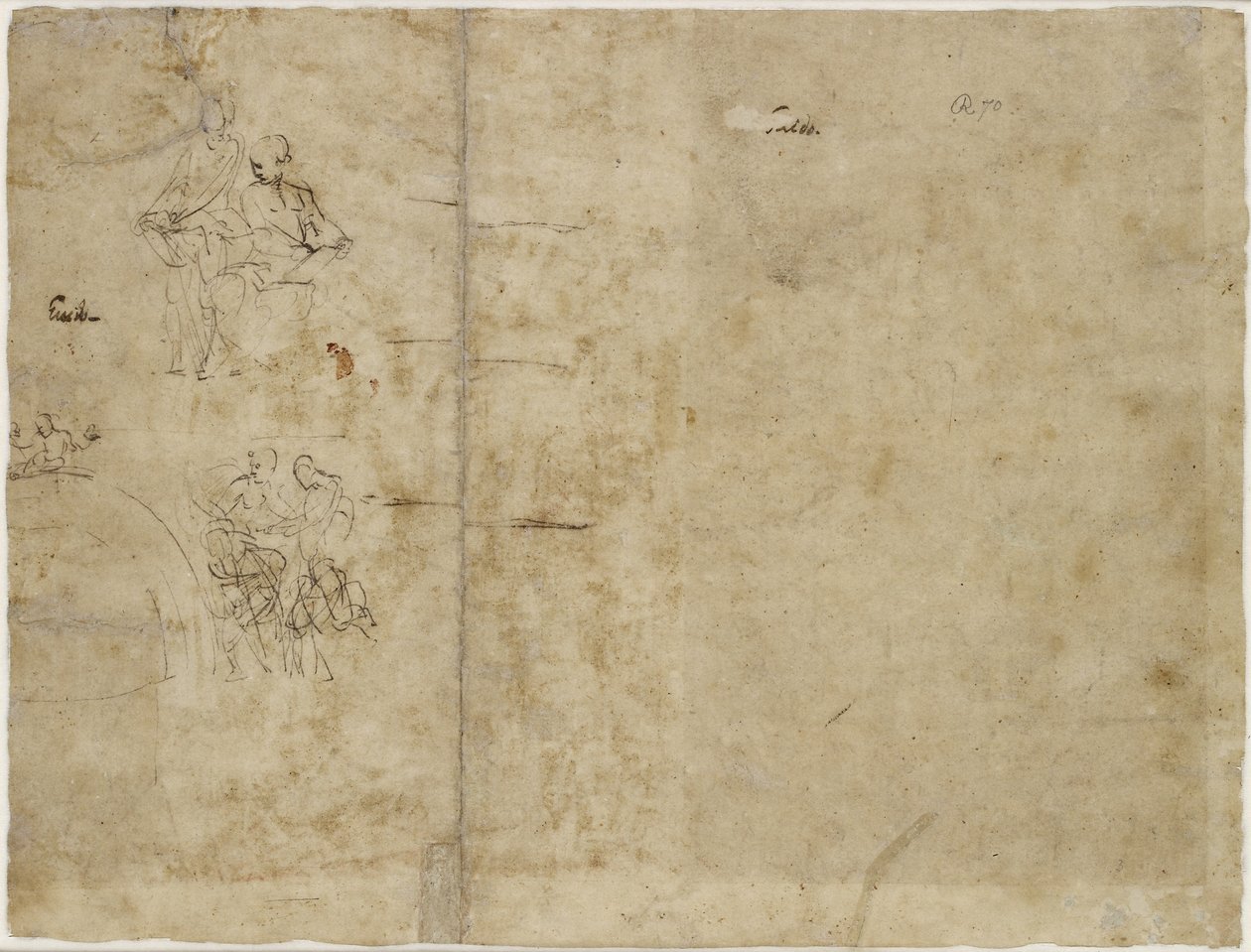 Due schizzi di figure, schizzo compositivo per la Cappella Chigi, Santa Maria della Pace (verso) da Raffaello Sanzio Raphael