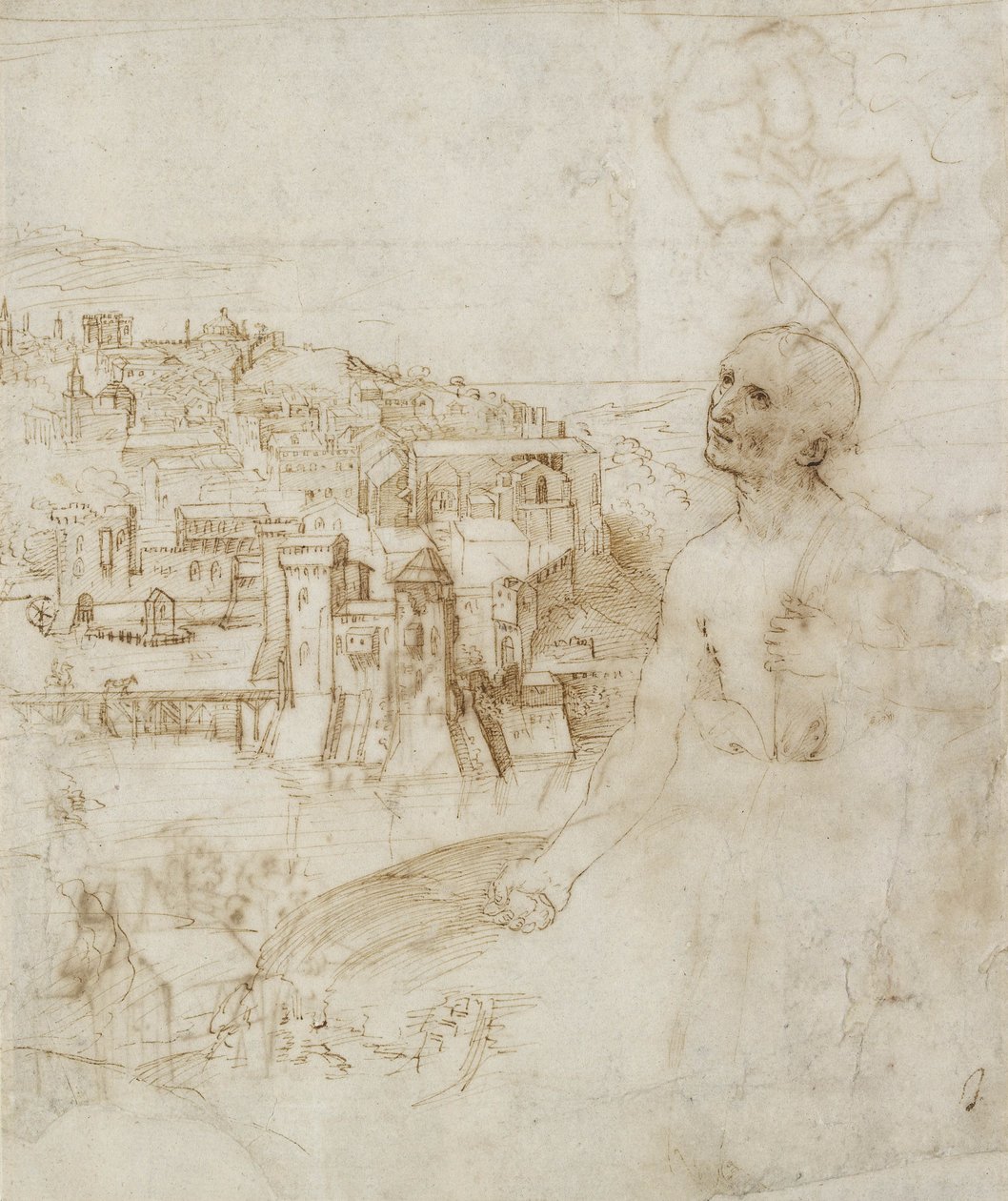 Veduta della città di Perugia, con San Girolamo penitente in primo piano, 1504 da Raffaello Sanzio Raphael