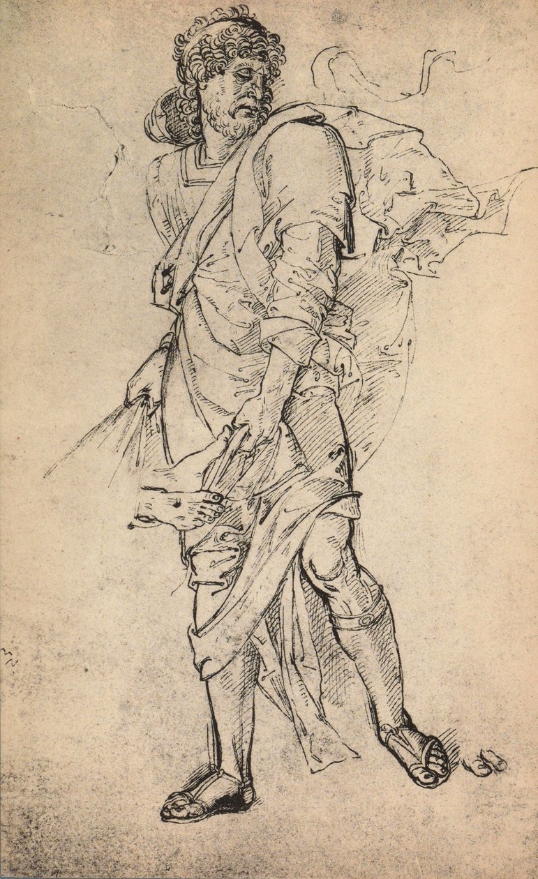 Figura maschile con mantello da Raffaello Sanzio Raphael