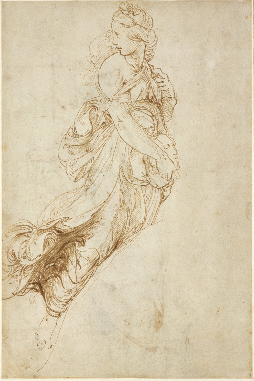 Recto: Studio per la Figura di Melpomene, WA1846.182 da Raffaello Sanzio Raphael