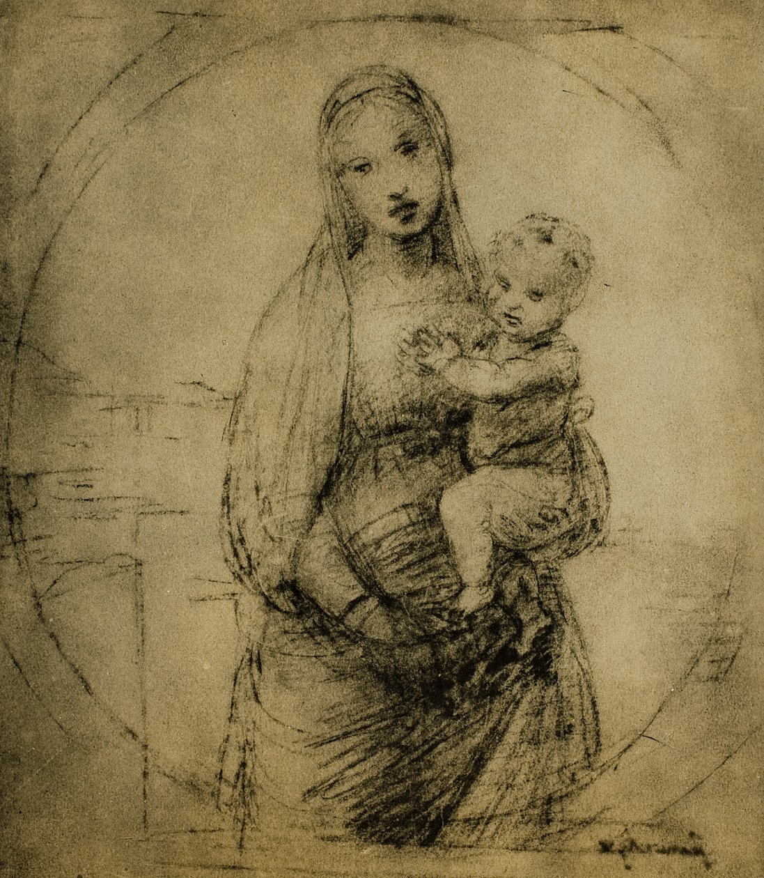 Studio per la Madonna del Granduca, disegno di Raffaello. Gabinetto dei Disegni e delle Stampe, Galleria degli Uffizi, Firenze da Raffaello Sanzio Raphael