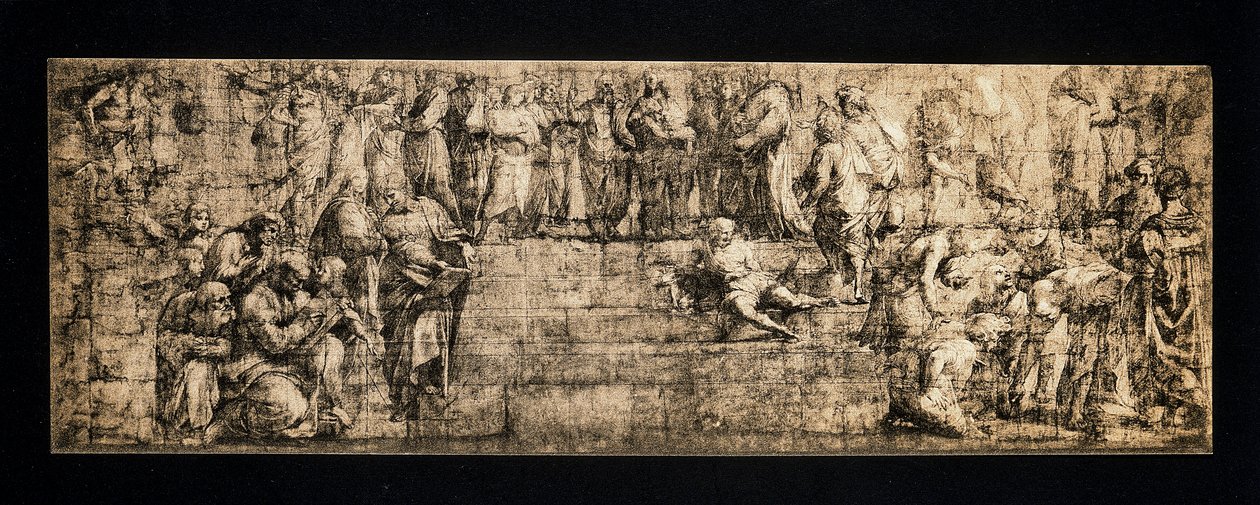 Copia facsimile del cartone per La Scuola di Atene da after Raphael