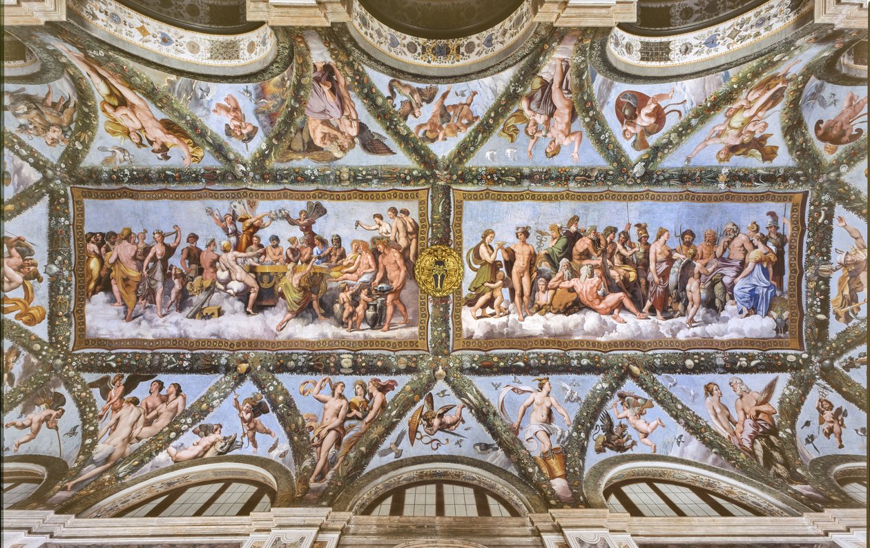 Vista delle volte della Loggia di Cupido e Psiche da Raphael