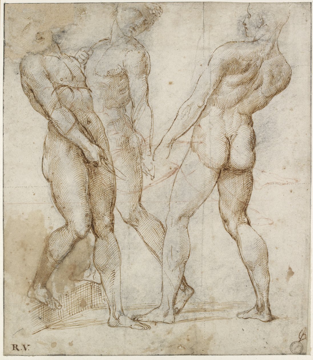 Tre portatori nudi (studio per la Deposizione di Cristo) da Raphael