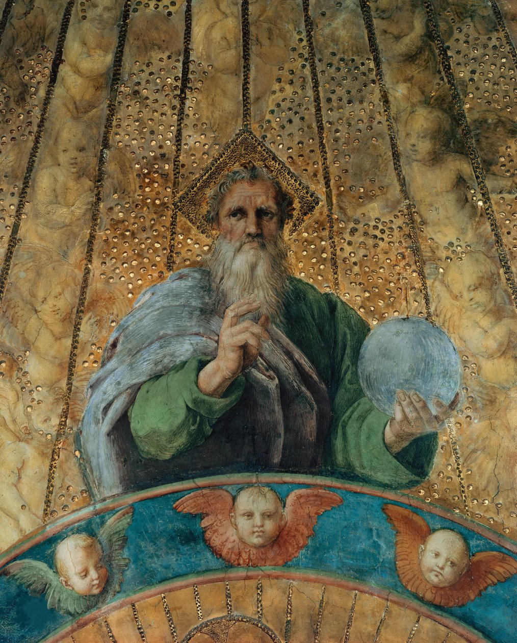 Disputa. Dettaglio: Dio Padre. Affresco nella Stanza della Segnatura da Raphael