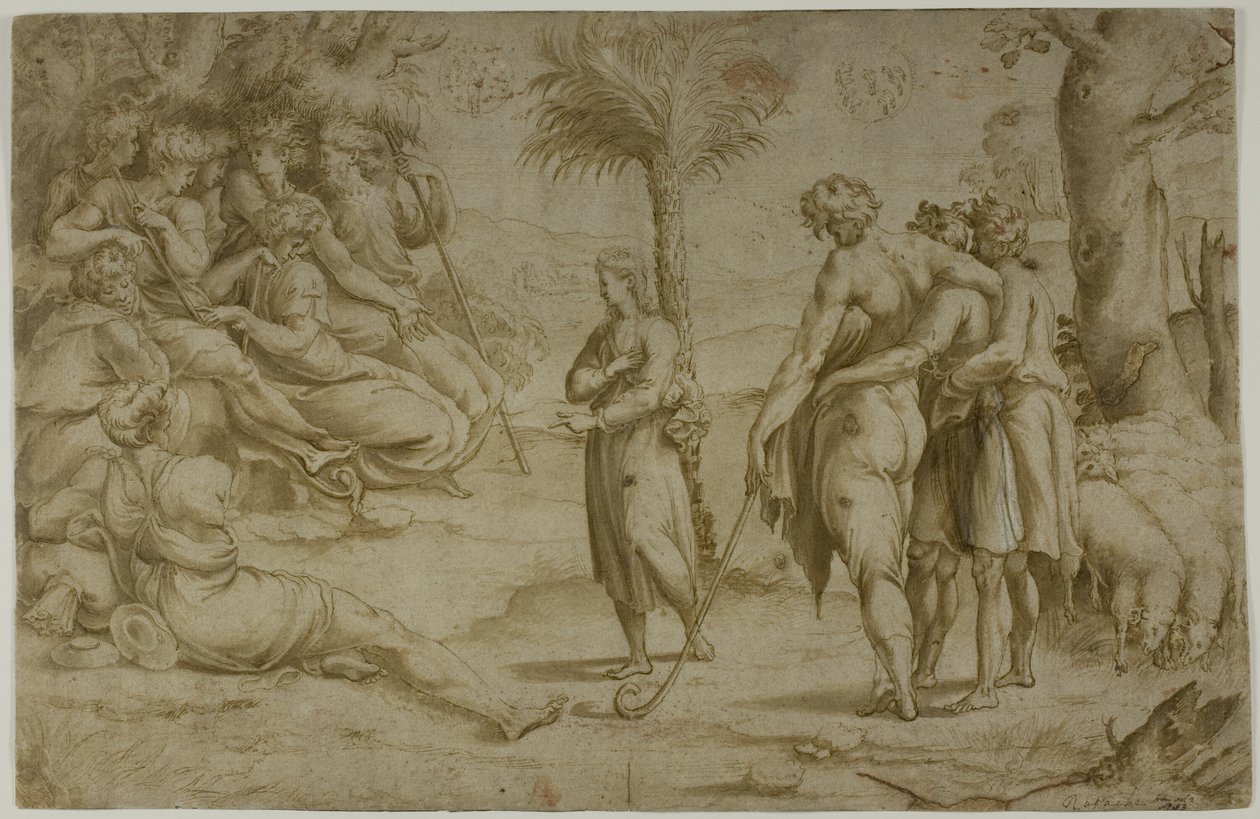 Giuseppe che spiega i suoi sogni ai fratelli da Raphael