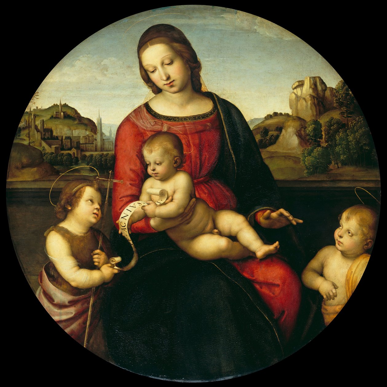 Maria con il Bambino, Giovanni Battista e un Santo Bambino Madonna Terranuova, c. 1505 da Raffaello Sanzio Raphael