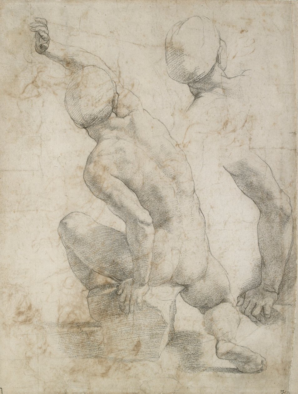 Uomo Nudo seduto su una Pietra da Raphael