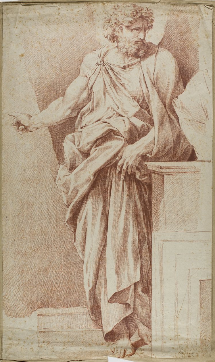 Uomo in piedi, che indica con la mano destra da Raphael