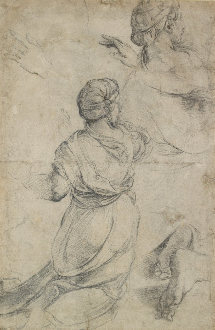 Studi per due donne inginocchiate, c. 1500-1520 da Raphael