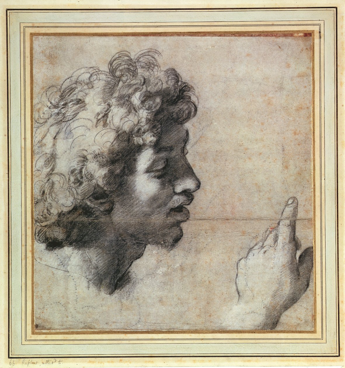 Studi di una testa e mano di un uomo da Raphael