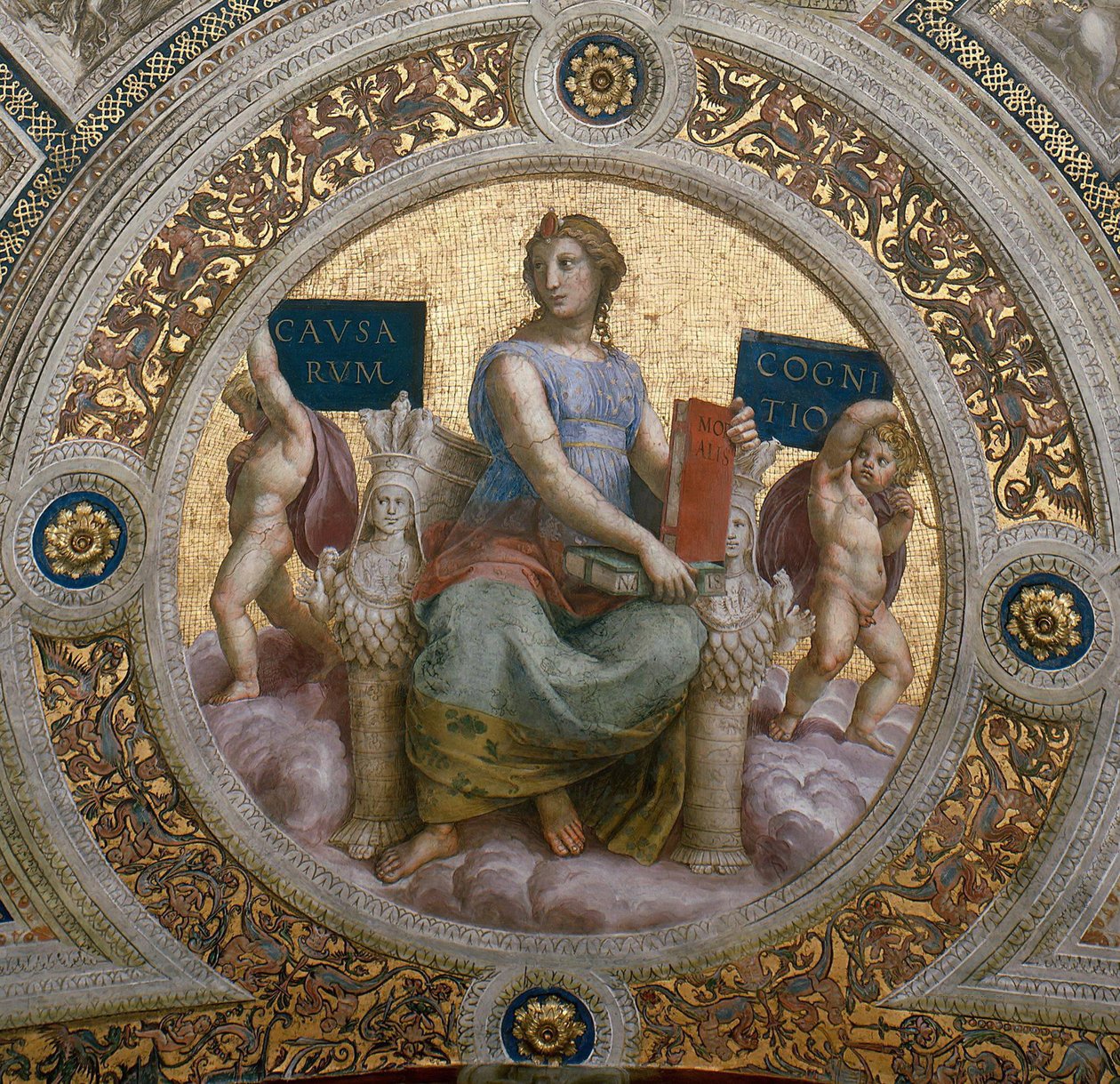 La Filosofia. Affresco sul soffitto nella Stanza della Segnatura, ca. 1510-1511 da Raphael