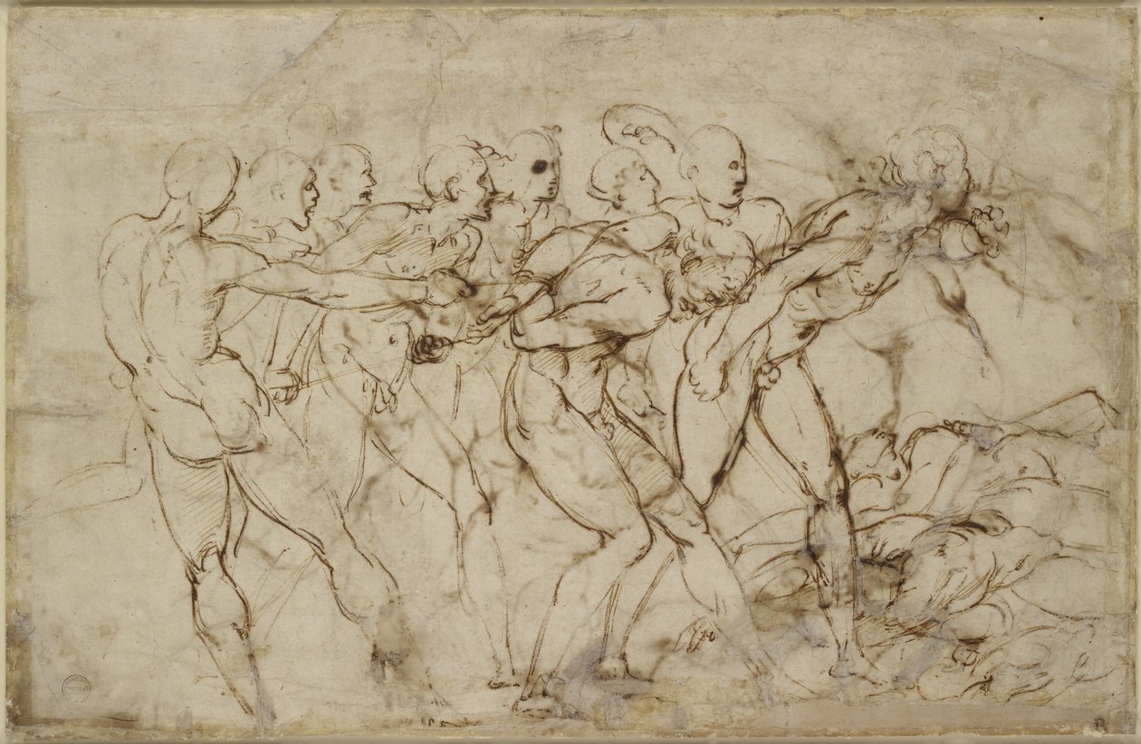 Una battaglia di guerrieri nudi con prigionieri da Raffaello Sanzio Raphael
