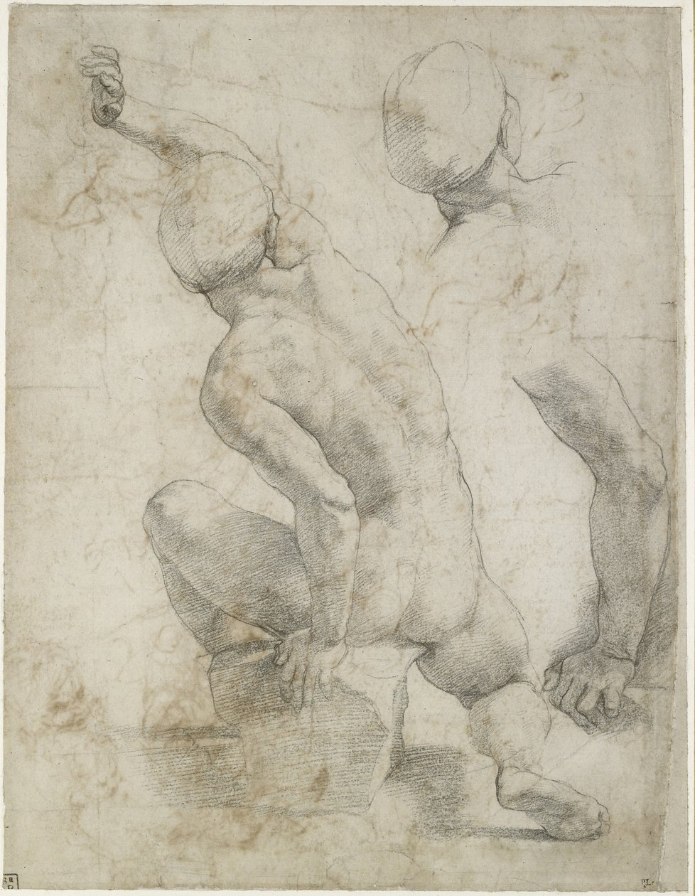 Nudo maschile seduto su una pietra da Raffaello Sanzio Raphael