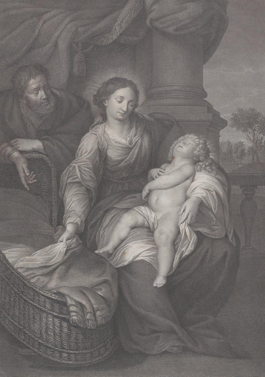 La Sacra Famiglia, con il bambino Gesù addormentato in grembo alla Vergine da Raphael Morghen