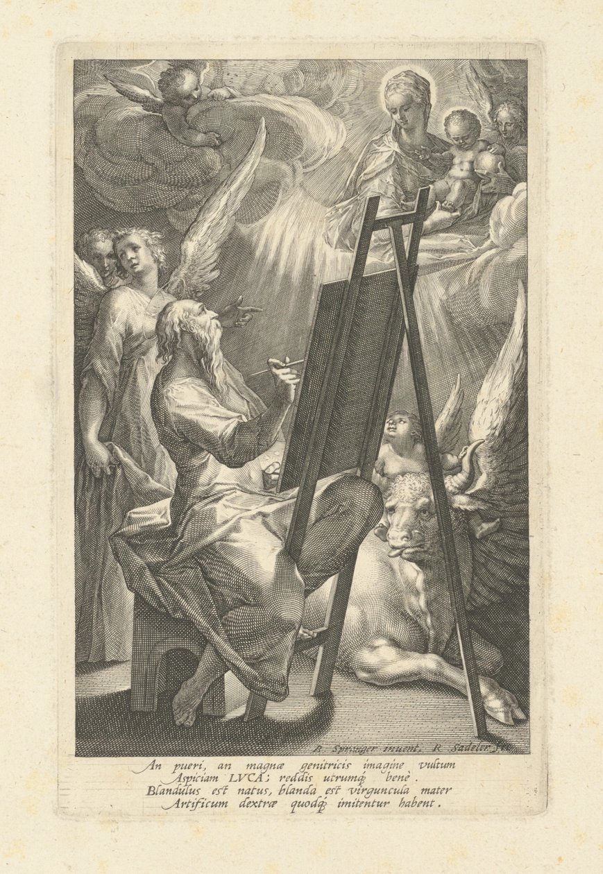 San Luca dipinge la Vergine da Raphael Sadeler I, after Bartholomaeus Spranger