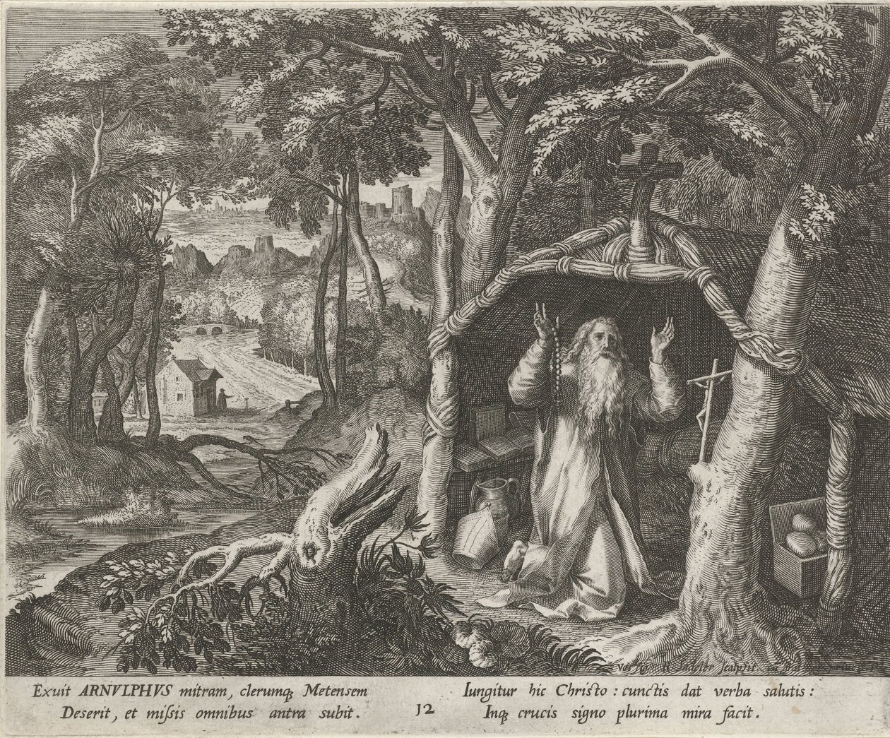 San Arnoldo di Metz come eremita da Raphaël Sadeler (I)