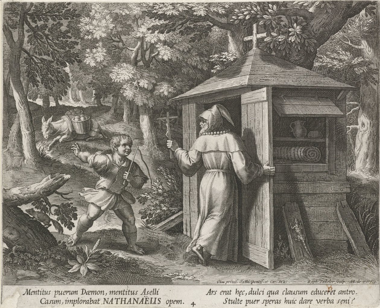 San Bartolomeo come eremita (serie di eremiti, Oraculum Anachoreticum) da Raphaël Sadeler (I)