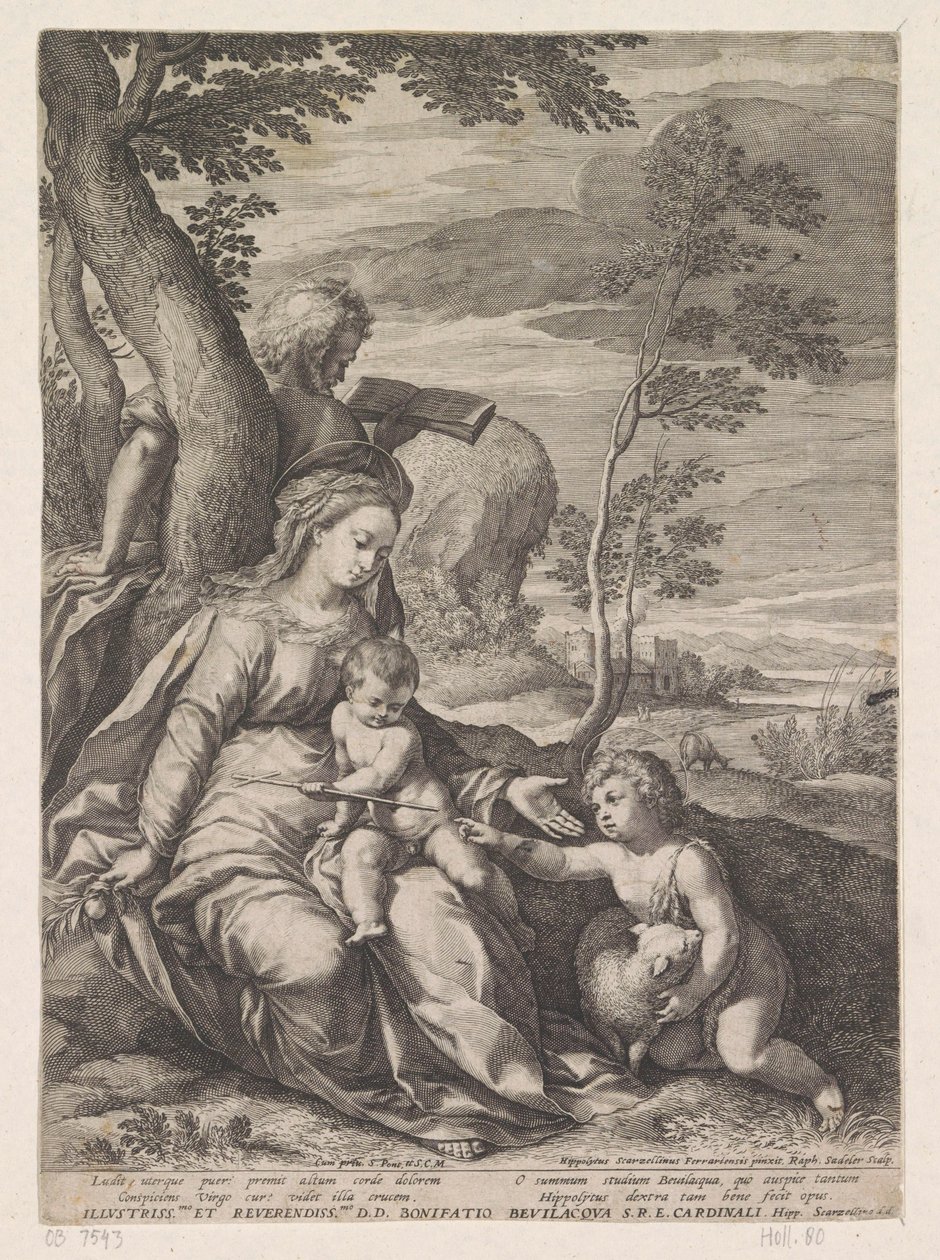 Sacra Famiglia sotto un albero con Giovanni Battista bambino da Raphaël Sadeler (I)