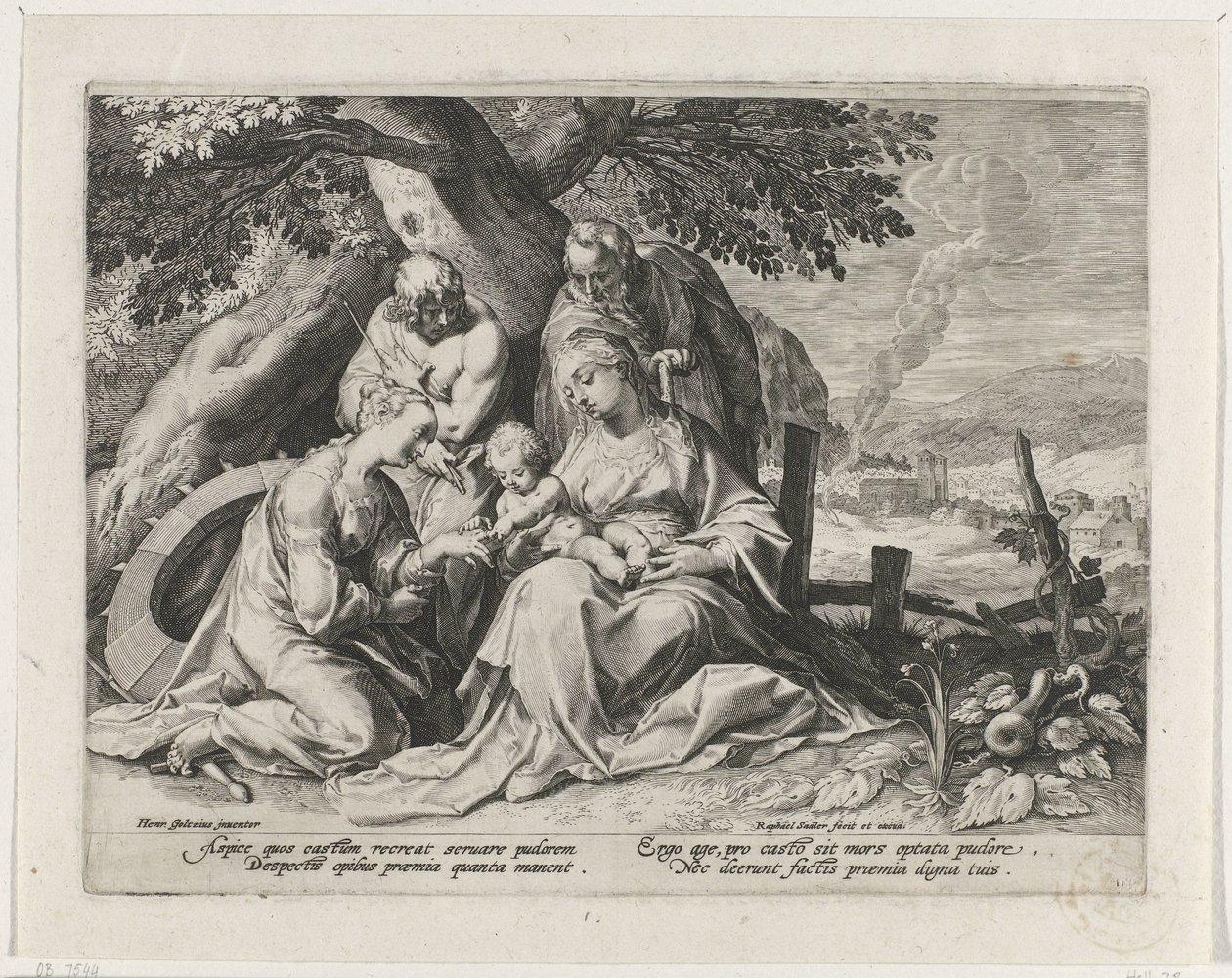 Sacra Famiglia con Santa Caterina e San Sebastiano da Raphaël Sadeler (I)