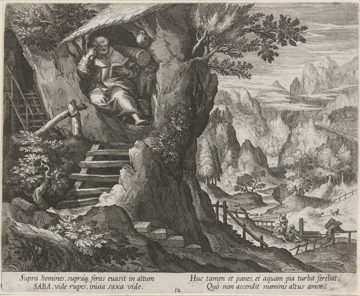 San Saba come eremita da Raphaël Sadeler (I)