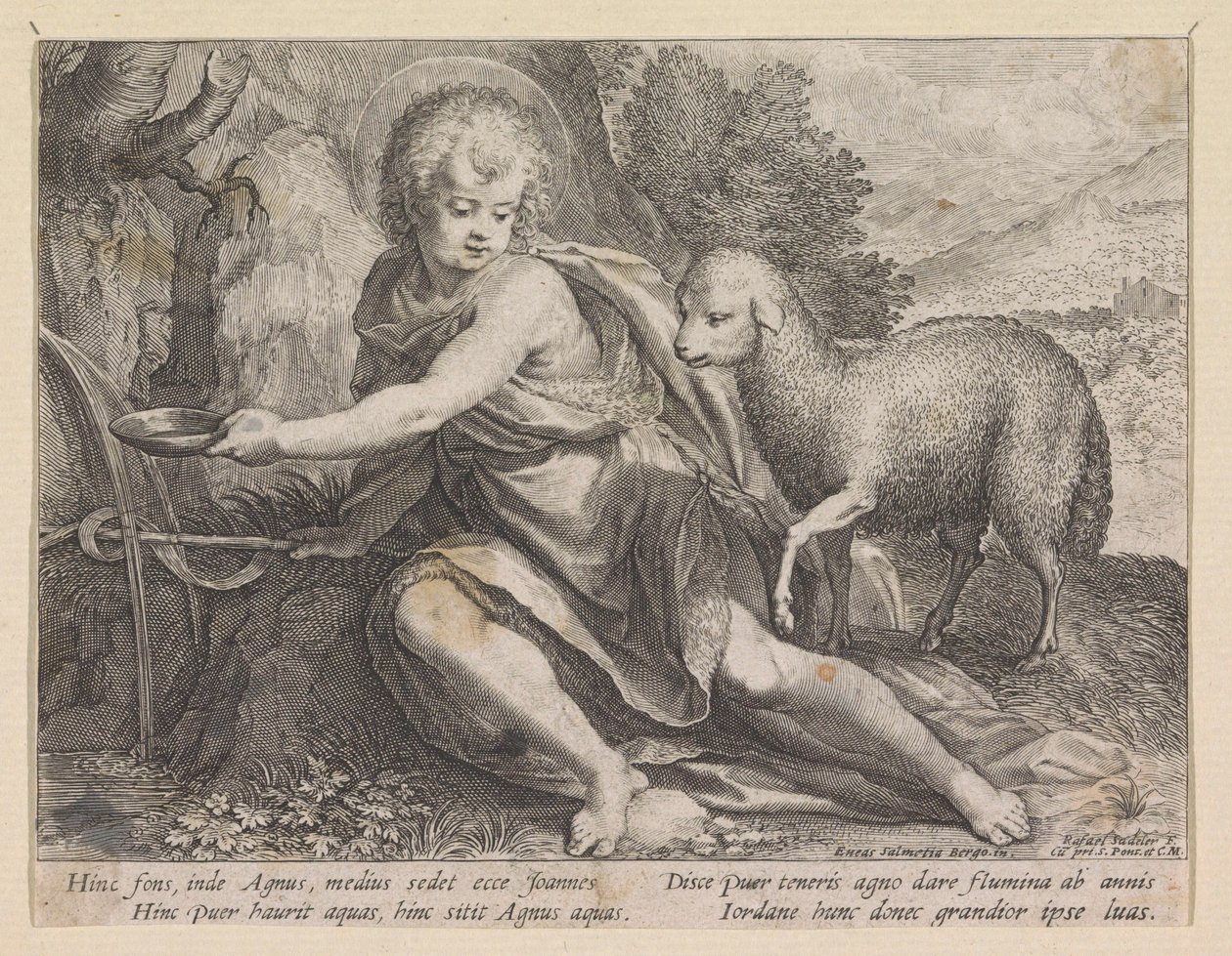 Giovanni Battista come giovane presso una fonte da Raphaël Sadeler (I)